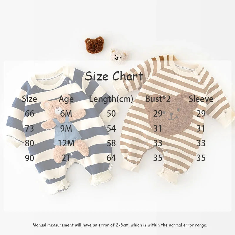 Autumn Baby Romper – Cute Striped O-Neck Bodysuit( 0-2Y)