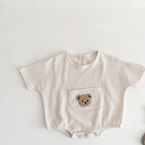 Babykleidung Waffelmuster – Einteiliger Bären-Bodysuit für Jungen (0–3 Jahre)