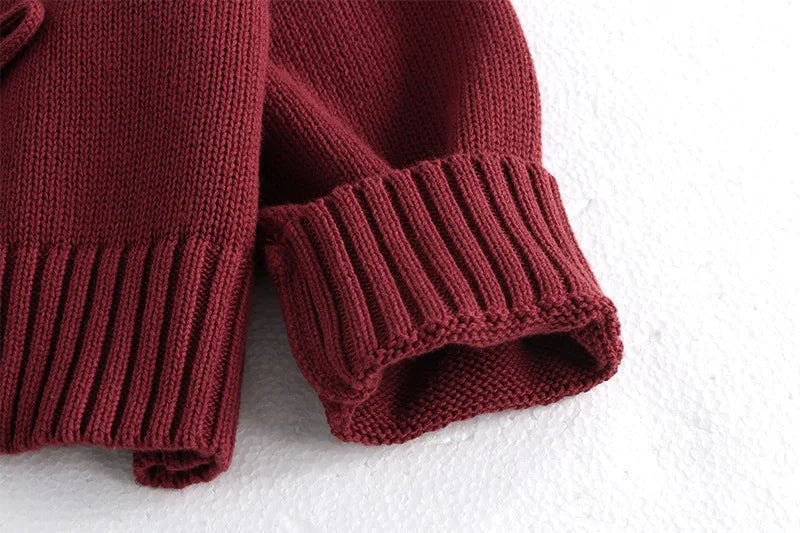 Autumn Children's Sweater 2-7Y Long Sleeve Red Sweater Jacket for Girls Korean Style Kid's Knitted Cardigan Top