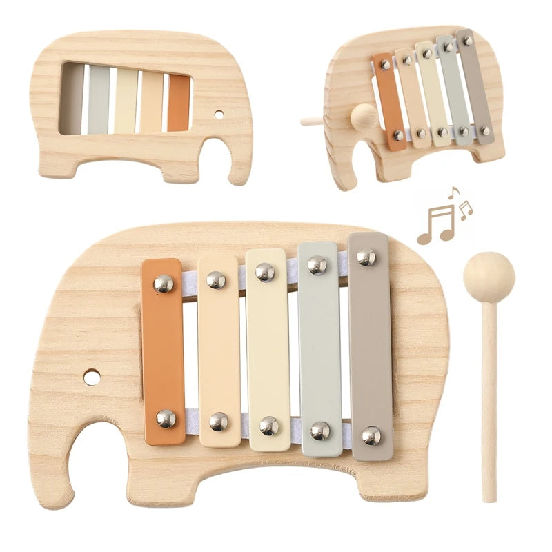 Montessori Wooden 5-Tone Xylophone – Multicolor Musical Toy for Kids