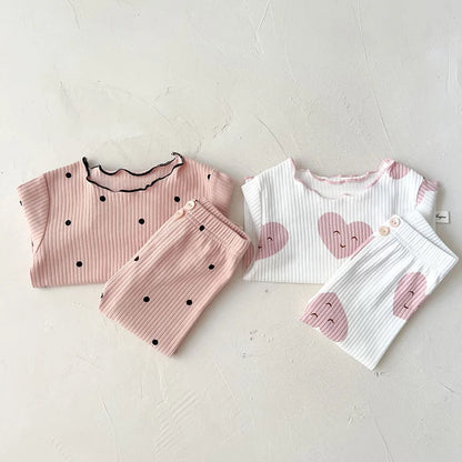 Baby Pajama Set – Dot Print Infant Girls Sleeper Wear for Toddlers (1-3T)