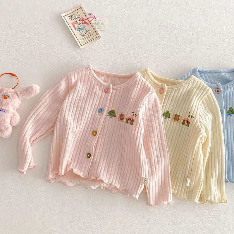 Nouveau cardigan printemps pour enfants – Veste pull à boutons colorés pour filles de 0 à 5 ans