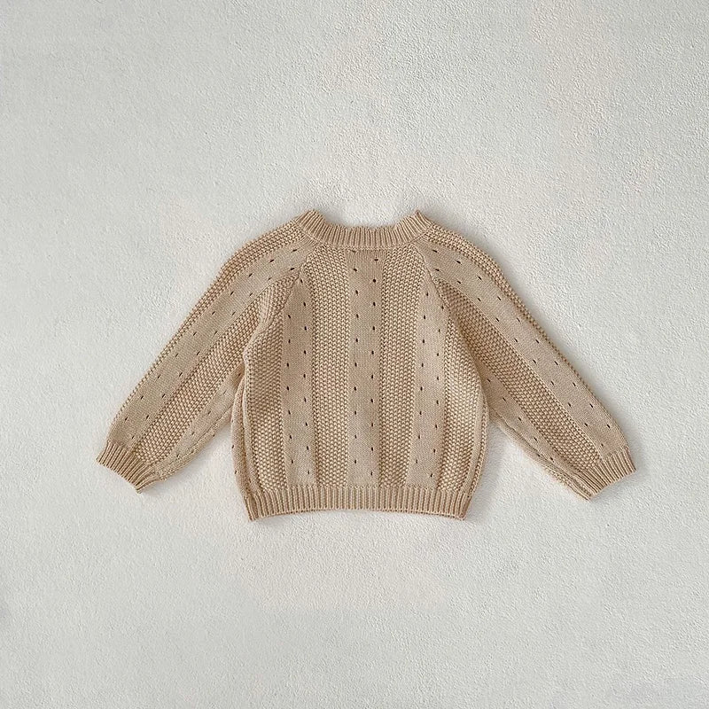 Ensemble de vêtements pour bébé fille avec broderie florale, pull en tricot beige et body