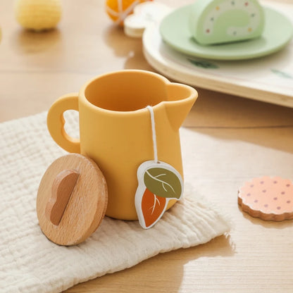 Baby Wooden Tea Party Set – Pretend Play Tableware & Kitchen Toy for Toddlers