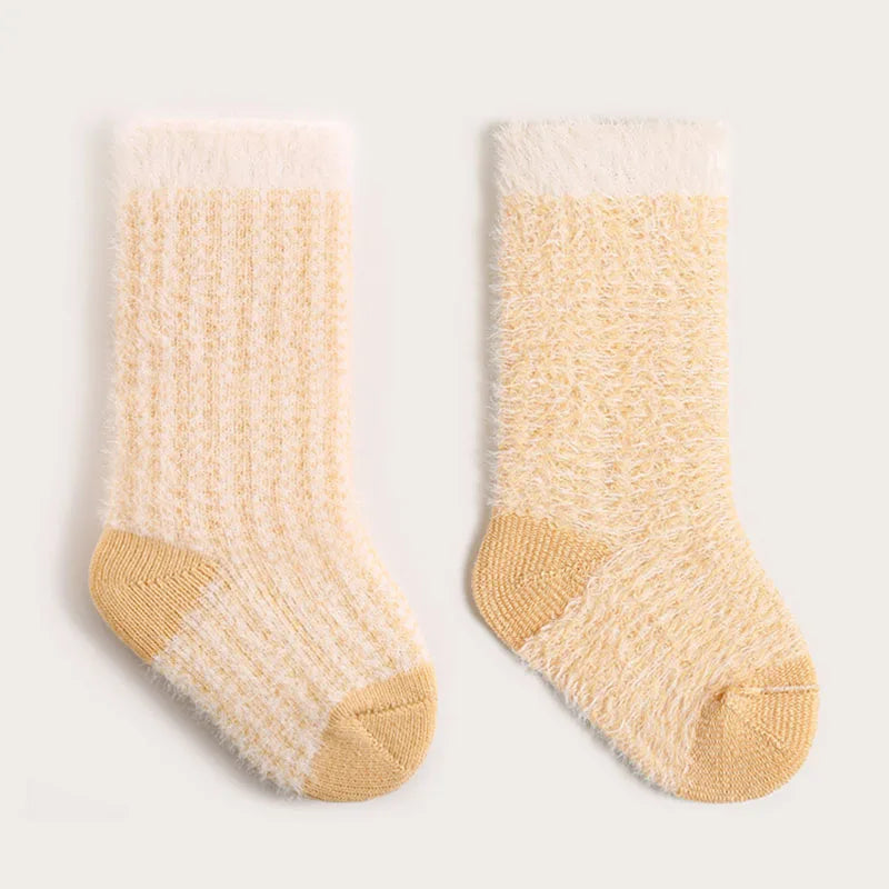 Neue dicke Wintersocken für Babys – Röhrensocken mit Farbblockierung und Streifen für Kleinkinder