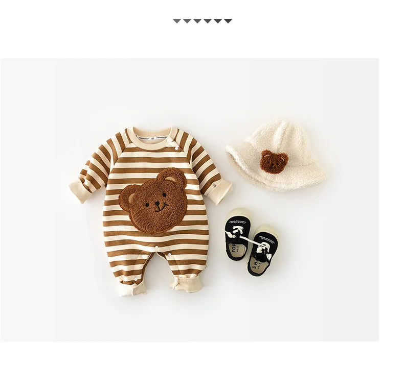 Autumn Baby Romper – Cute Striped O-Neck Bodysuit( 0-2Y)