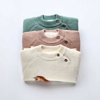 Winter New Cartoon Kids Sweater Fur-Lined Fleece Knitwear Pullover Coat