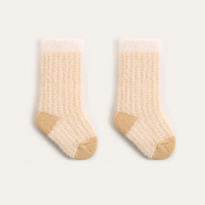 Neue dicke Wintersocken für Babys – Röhrensocken mit Farbblockierung und Streifen für Kleinkinder