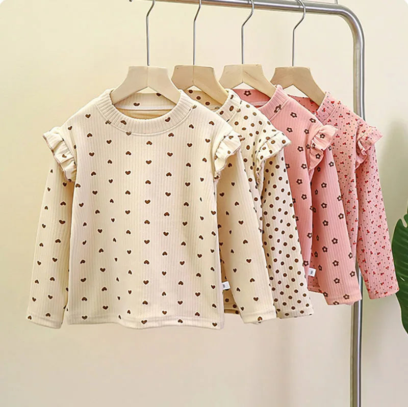 T-shirt à manches longues et pois floraux pour enfants – Hauts mignons et adorables pour filles et garçons (2-10 ans)