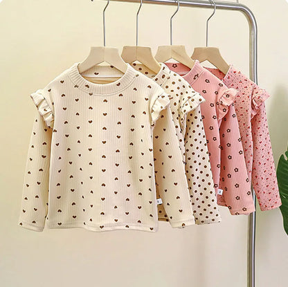 T-shirt à manches longues et pois floraux pour enfants – Hauts mignons et adorables pour filles et garçons (2-10 ans)