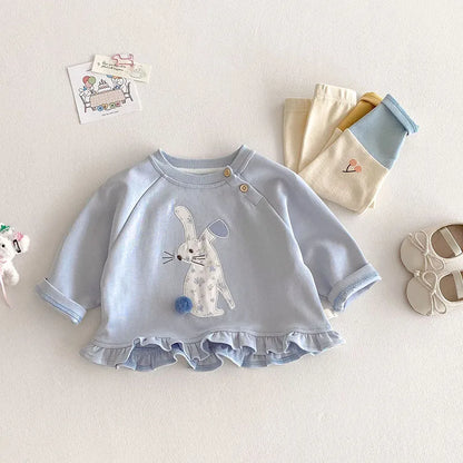 Sweat à capuche printemps pour enfants – Pull lapin fleuri mignon (0-5 ans)