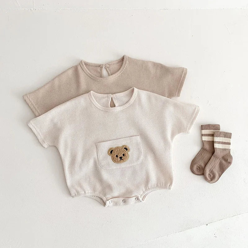 Baby Clothes Waffle – Infant One-Piece Bear Bodysuit for Boys (0-3Y)