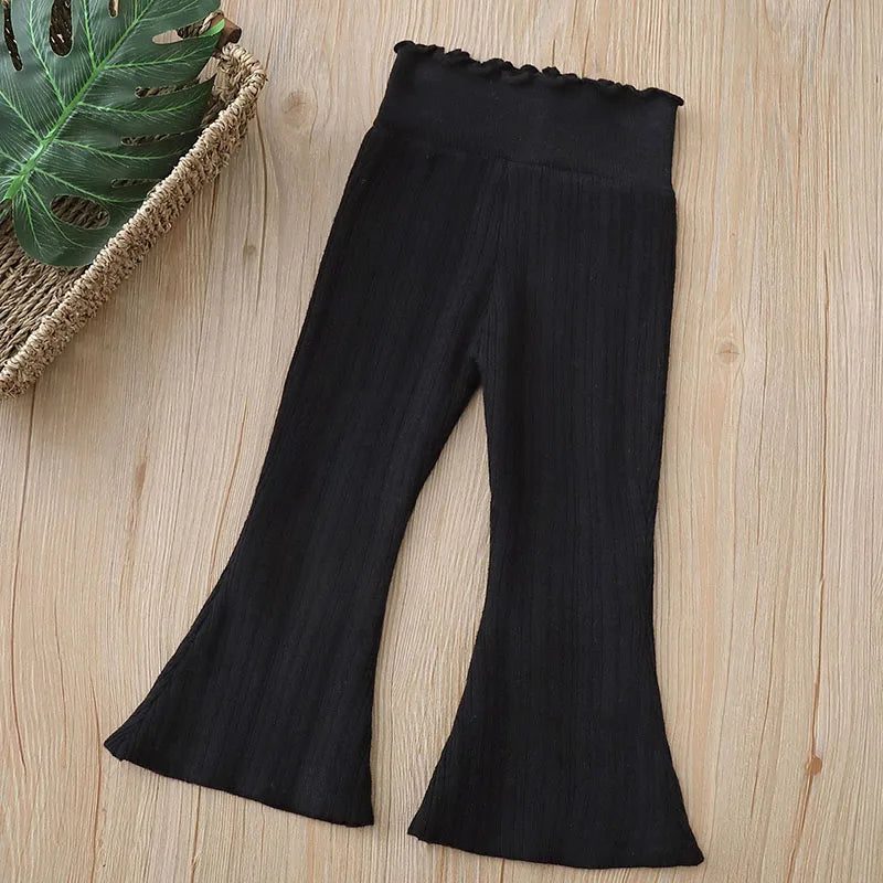 New Autumn Kids Knitted Wide Leg Pants 2-6T Cute Casual Weave Trousers for Girls