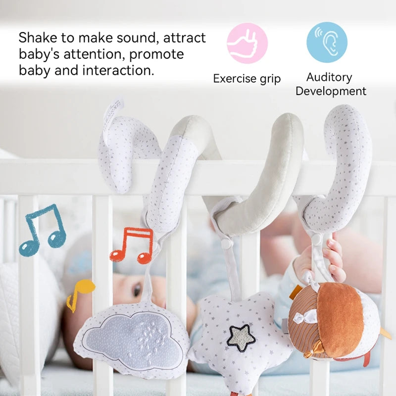 Baby Hand Rattle Spiral Toy – Soft Hanging Toy for Car Seat, Stroller, and Crib