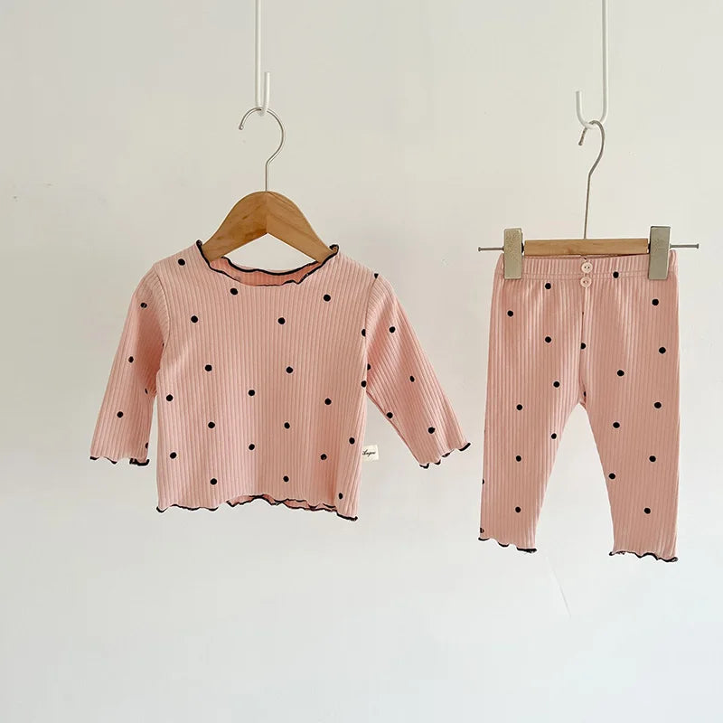 Baby Pajama Set – Dot Print Infant Girls Sleeper Wear for Toddlers (1-3T)