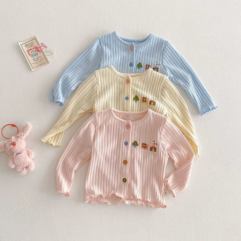 Nouveau cardigan printemps pour enfants – Veste pull à boutons colorés pour filles de 0 à 5 ans