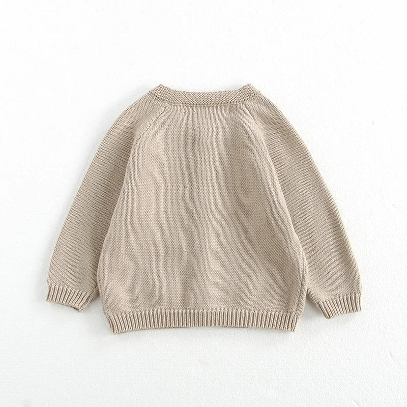 Herbst 0-3 Jahre Baby Pullover Mädchen Pilz Stickerei Strickjacke Jungen Strickmantel mit optionalem Body