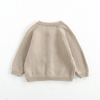 Pull d'automne pour bébé de 0 à 3 ans, cardigan brodé de champignons, manteau tricoté pour garçon avec body en option