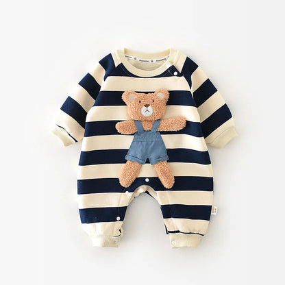 Autumn Baby Romper – Cute Striped O-Neck Bodysuit( 0-2Y)