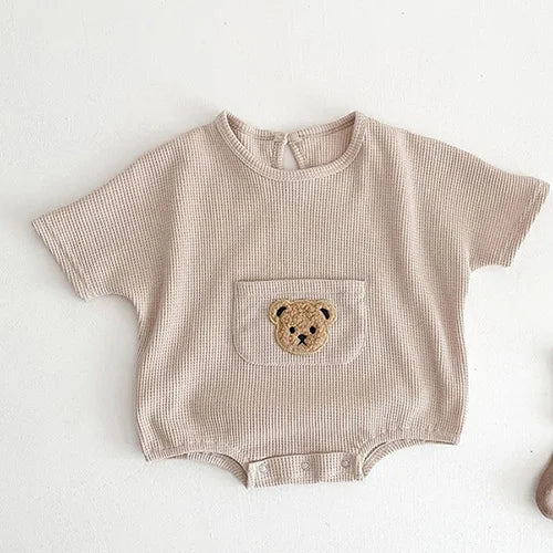 Babykleidung Waffelmuster – Einteiliger Bären-Bodysuit für Jungen (0–3 Jahre)