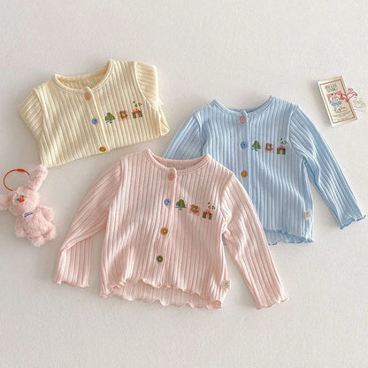 Nouveau cardigan printemps pour enfants – Veste pull à boutons colorés pour filles de 0 à 5 ans