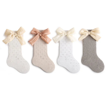 Lot de 4 paires de chaussettes ajourées en maille pour bébé fille – Collants d'été mi-mollet (bébé/enfant en bas âge)