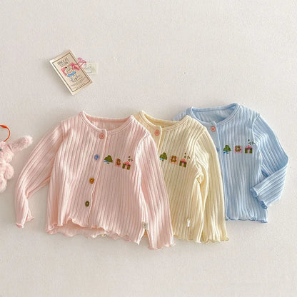 Nouveau cardigan printemps pour enfants – Veste pull à boutons colorés pour filles de 0 à 5 ans