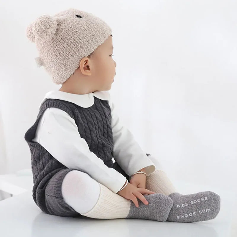 Chaussettes d'hiver pour bébé – Chaussettes douces, antidérapantes et chaudes pour nouveau-nés