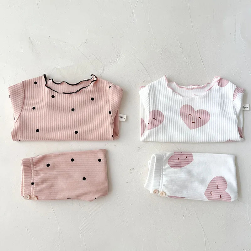 Baby Pajama Set – Dot Print Infant Girls Sleeper Wear for Toddlers (1-3T)