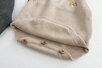 Pull d'automne pour bébé de 0 à 3 ans, cardigan brodé de champignons, manteau tricoté pour garçon avec body en option