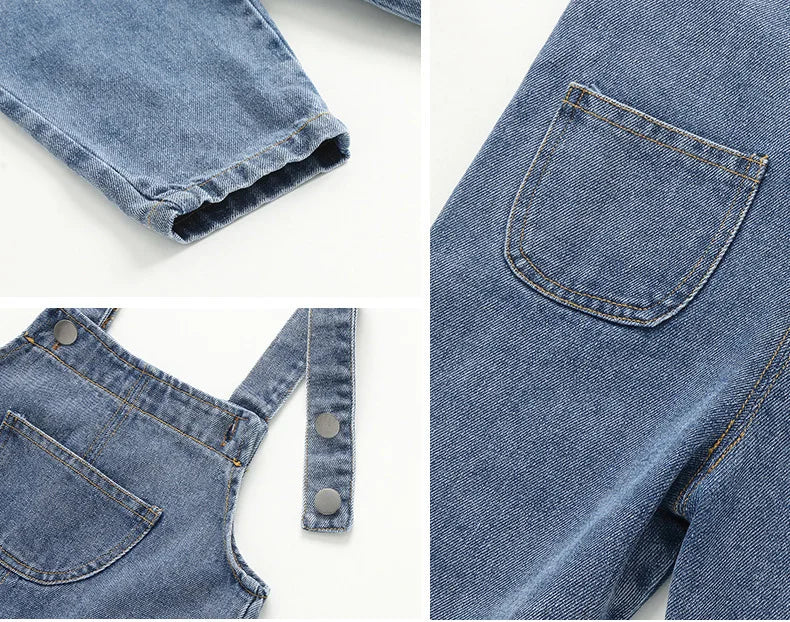 Nouveautés Vêtements pour enfants Salopettes pour bébés filles et garçons Style slip solide Combinaisons en jean pour tout-petits