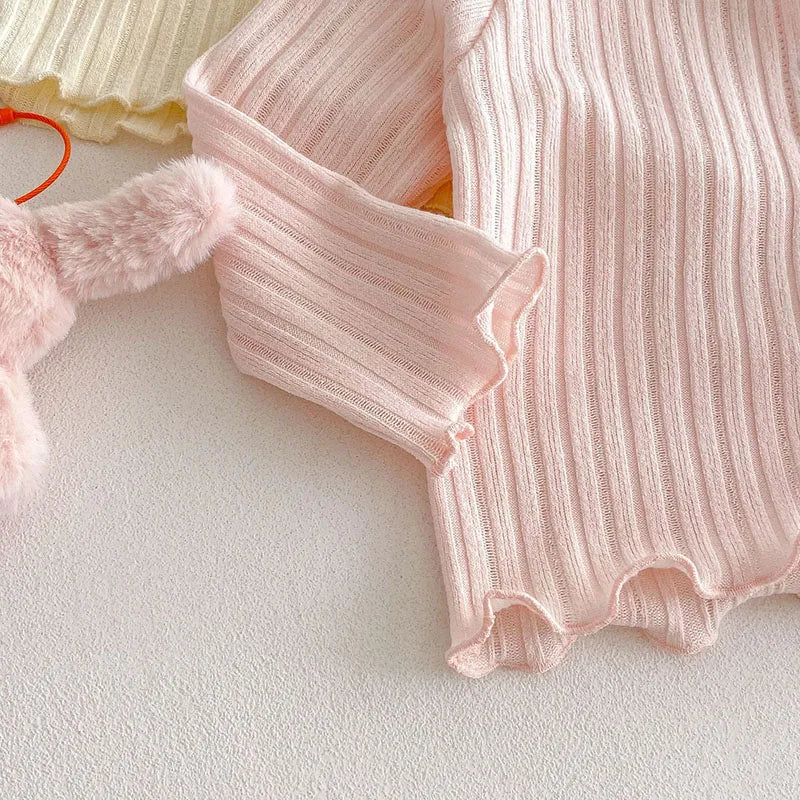 Neue Frühlings-Strickjacke für Kinder – Bunte Pulloverjacke mit Knöpfen für 0–5 Jahre (Mädchen)