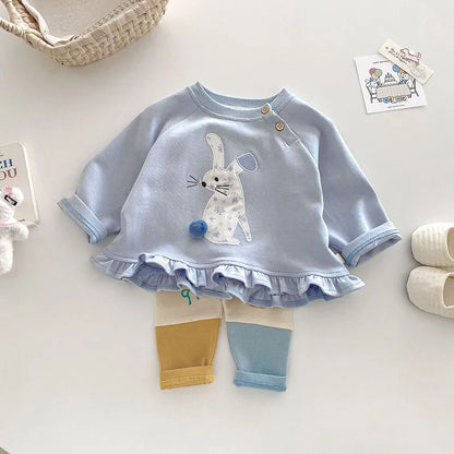 Sweat à capuche printemps pour enfants – Pull lapin fleuri mignon (0-5 ans)