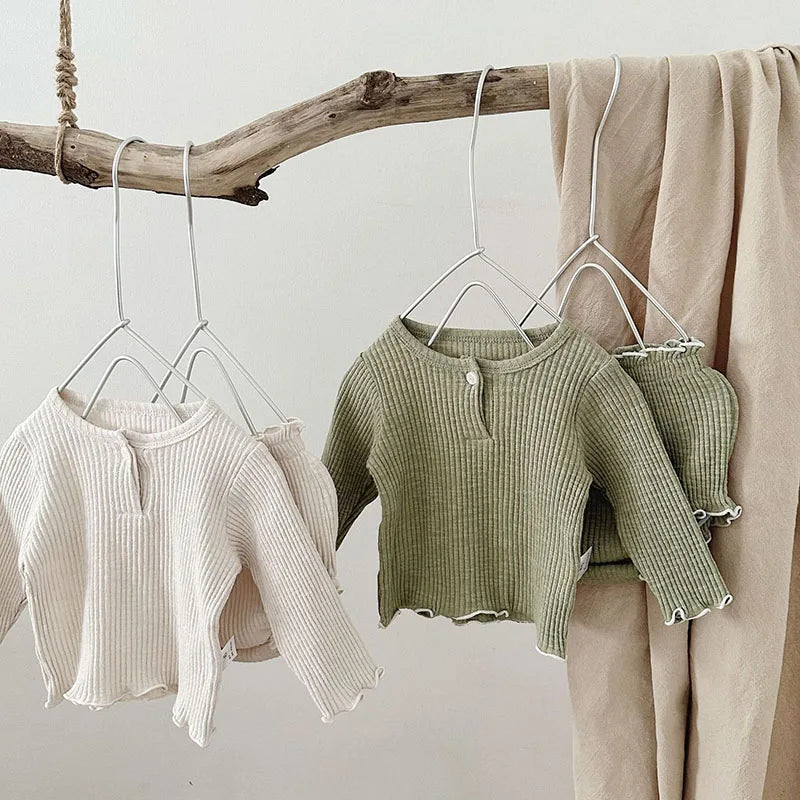 Herbst-Baby-Unisex-Mantel-Set – Pullover mit Rundhalsausschnitt aus gekämmter Baumwolle (0–2 Jahre)