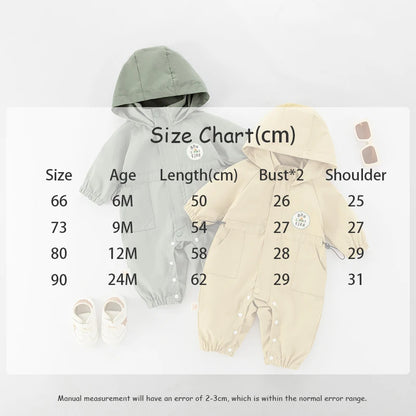 Autumn Baby Romper Outdoor Jacket 0-2Y Unisex Hooded Double-Layer Jumpsuit Toddler Warm Outwear