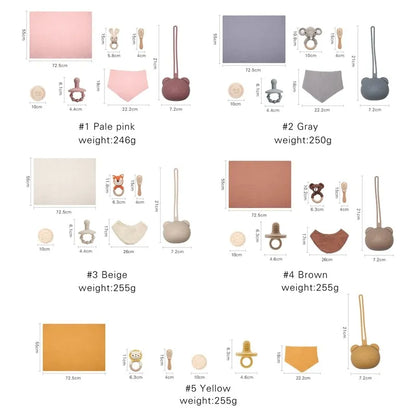 Coffret cadeau bébé 7 pièces : jouets de bain, serviette, couverture, hochet et accessoires pour les étapes importantes