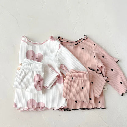 Baby Pajama Set – Dot Print Infant Girls Sleeper Wear for Toddlers (1-3T)