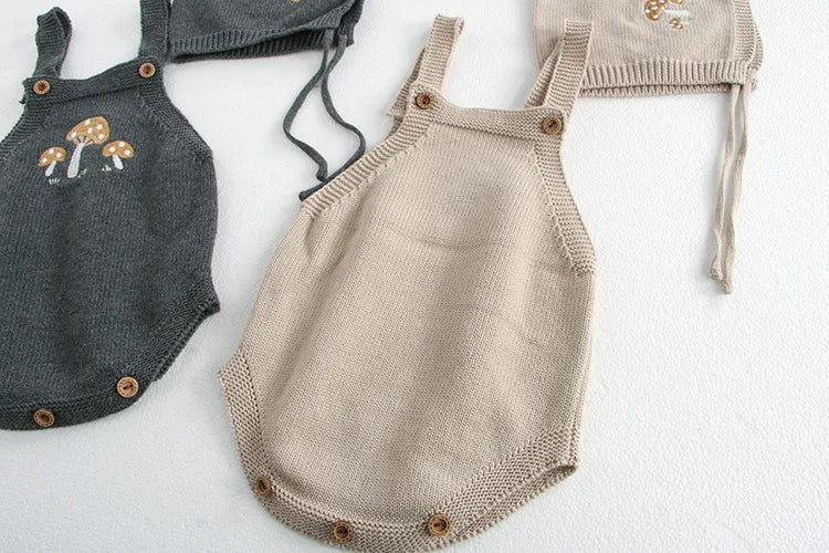 Pull d'automne pour bébé de 0 à 3 ans, cardigan brodé de champignons, manteau tricoté pour garçon avec body en option