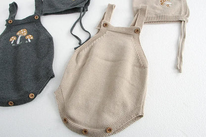 Pull d'automne pour bébé de 0 à 3 ans, cardigan brodé de champignons, manteau tricoté pour garçon avec body en option