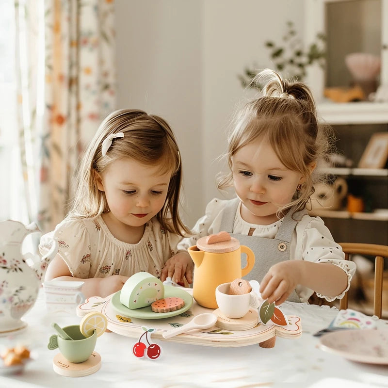 Coffret de jeu en bois pour bébé – Vaisselle et cuisine pour tout-petits